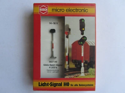 BUSCH 5827 - Spur H0 - Gleis-Sperr-Signal mit 4 LEDs in OVP - UNBESPIELT - Bild 1 von 2