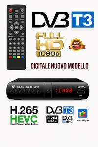 Digitale Terrestre DVB-T3 Decoder TV SCART HDMI 4K H265 Telecomando Pile - Foto 1 di 4