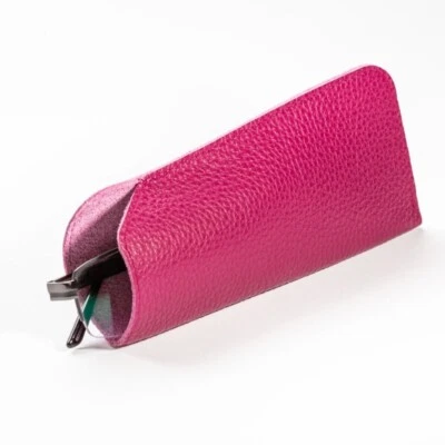 Estuche para gafas suaves hecho a mano de cuero genuino carmesí Lahti Foto 1 de 4