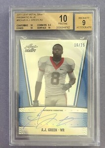 2011 Leaf Metal Draft Prismatic Blue AJ Green Beckett PRISTINE 10 - Auto 9 16/25