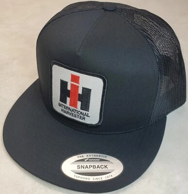 IH International Harvester Patch Yupoong Trucker Hat/YP Classic 6006 Black/Black - Image 1 of 4