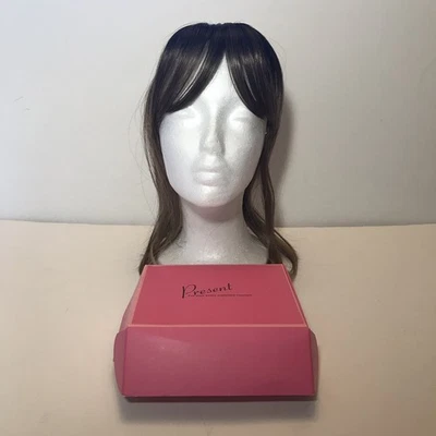 Women’s Clip In Topper Hairpiece Curtain Bangs Dk Blonde Ombré 18” - Image 1 of 4