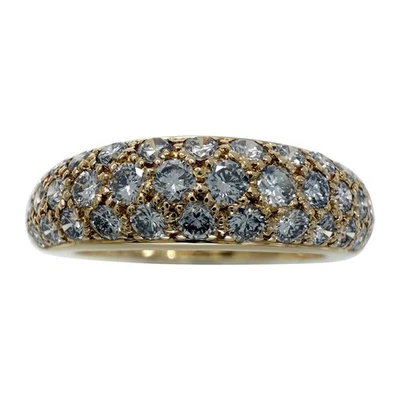Anillo Cúpula Banda Oro Amarillo 18k Cartier Pavé Diamantes Mimi De Colección Raro US8 57 Foto 1 de 4