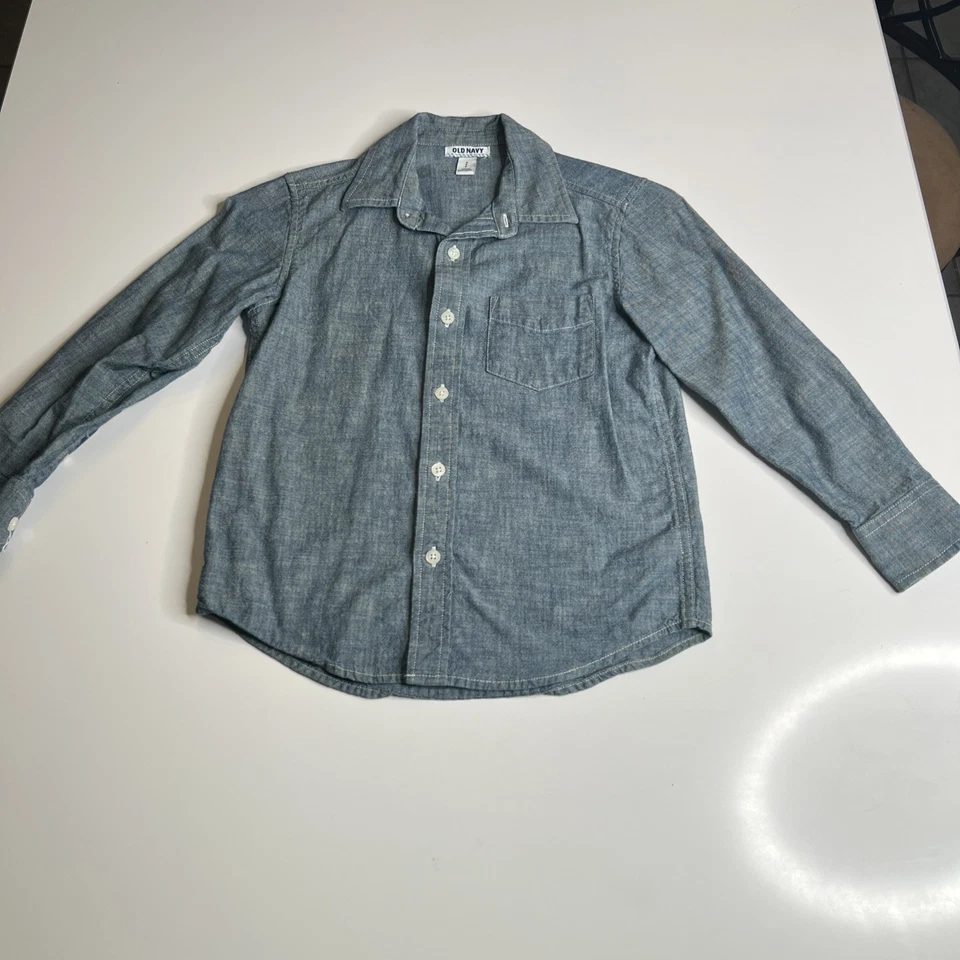 Boys Dress Shirt .Old Navy Long Sleeve Denim #107 - Image 1 of 4