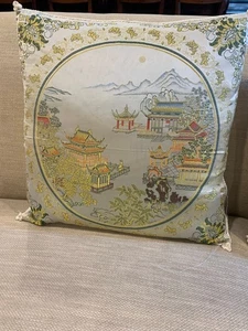Par de almohadas de tapiz de seda oriental inserción de plumas - Imagen 1 de 10