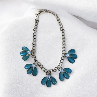Collar Banana Republic llamativo lágrima azul estrás eslabón de cadena Foto 1 de 4