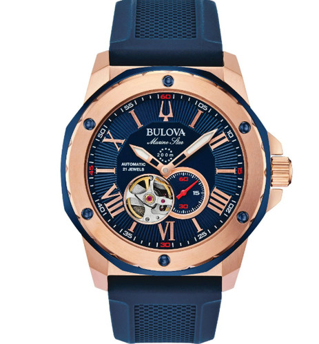 BULOVA Marine Star 98A227 Blue Auto Men's Watch New in Box | eBay
