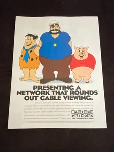 CARTOON NETWORK 1992 Anzeige 1st Animation Network, Fred Flintstone Bluto Porky Pig - Bild 1 von 1