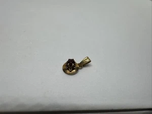 CIONDOLO/FASCINO DELICATO VINTAGE ORO GIALLO 14K RUBINO ROSSO CORNICE BURRO, PICCOLO - Foto 1 di 10