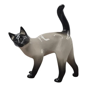 Estatuilla de gato siamés de porcelana rusa vintage de mediados de siglo de Lomonosov de los años 70 - MCM - Imagen 1 de 11