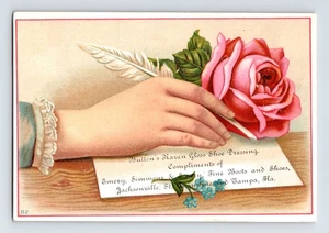 Florida St Augustine Emery Simmons Rose Boots Shoes 1890s Trade Card 3.5" x 5" - Picture 1 of 2
