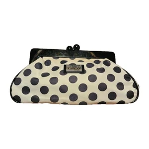 Lulu Guinness off white cream black polka dot magnetic kisslock clutch bag Purse - Picture 1 of 12