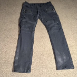Balmain Paris Black Denim Biker Zipper Ribbed Jeans 36 Skinny - Picture 1 of 16