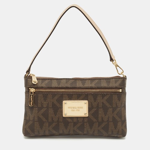 Pochette MICHAEL Michael Kors marrone firmata rivestita in tela