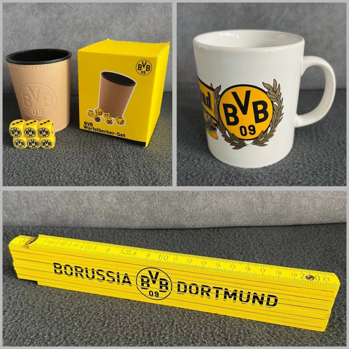 BVB Borussia Dortmund Tasse „Heimat“ – 0,3 L, Grau Mit Gelbem Innenraum & Signal Iduna Park Motiv – Offizieller Fanartikel