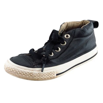 Zapatillas altas informales Converse All Star para niños pequeños talla 12,5 de cuero negro Foto 1 de 4