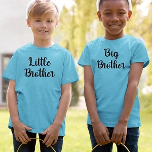 Big Brother Little Brother Boys Matching T-Shirt Printed Funny Siblings Tee Tops - Picture 1 of 3