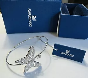 Swarovski Swan Signed Butterfly Bracelet W/ Crystals 6-1/2” Signed In Box ✨ - Picture 1 of 4