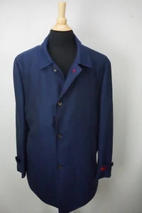 Isaia Walking Coat Blue Wool Cashmere Blend Overcoat Jacket Sz 38 US 48 EU NEW - Picture 1 of 7