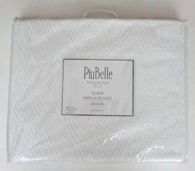 Cobertor PiuBelle QUEEN Matelasse Diamante Chevron Portugal Blanco Algodón NUEVO Foto 1 de 4