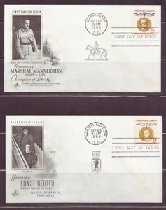 U.S., First Day Covers, Champions of Liberty, Mannerheim & Reuter, 1959, 1960 - Picture 1 of 1