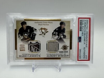 2003 Crown Royale Dual Game Worn Mario Lemieux & Morozov RARE NHL SHIELD /203 - Image 1 of 4