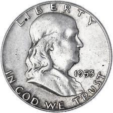 1953 (P) Franklin Half Dollar 90% Silver Very Fine VF See Pics Z820