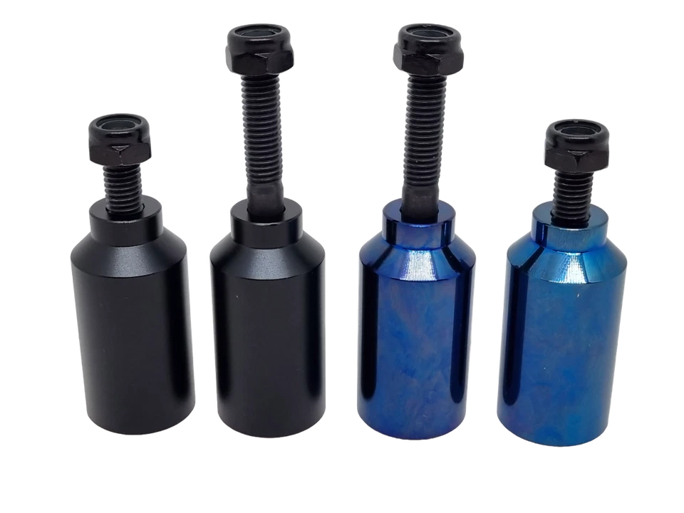 Paar Roller Stuntstifte vorne hinten Aluminium Kanister Chrom blau satin schwarz