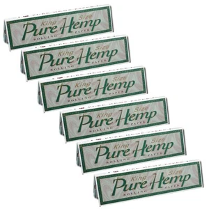 6 Pure Hemp King Size 100% Hemp Cigarette Rolling Papers Packs (33 Leaves/Pack) - Picture 1 of 1