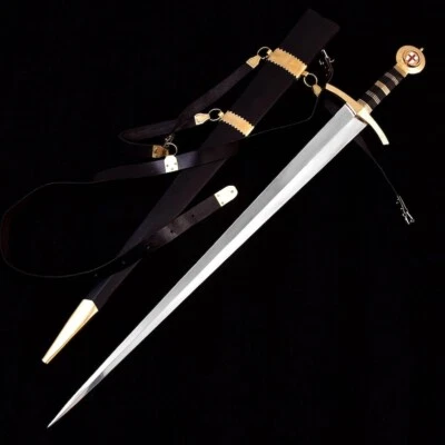 Espada Full Tang Caballero Templario Guerrero Medieval Acero al Carbono Personalizada y Hecha a Mano Foto 1 de 4