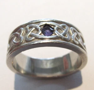 Men's Heavy Duty Platinum Band Ring Size 11 with Amethyst Custom Made MAKE OFFER - Picture 1 of 16