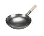 Carbon Steel Wok Chinese Cooking Wooden Handle Stir Fry Pan Hob Catering