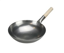 Carbon Steel Wok Chinese Cooking Wooden Handle Stir Fry Pan Hob Catering