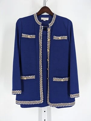St John Tejido Azul Joya Lentejuelas Adorno De Colección 2 Piezas Falda Traje Chaqueta EE. UU. Foto 1 de 4
