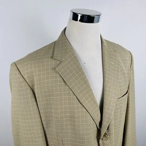 Luca Rossi 48L Sport Coat Beige Brown Houndstooth Three Button Poly Blend - Picture 1 of 8