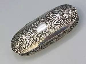 Sterling Silver Box with German Hallmarks and Cherub design 4" x 1.5" - Picture 1 of 9