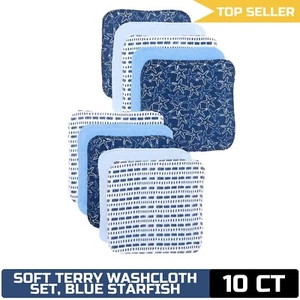 Spasilk Newborn Washcloth Set, Soft Terry Cloths, Pack of 10, Boys Girls Blue St - Picture 1 of 9