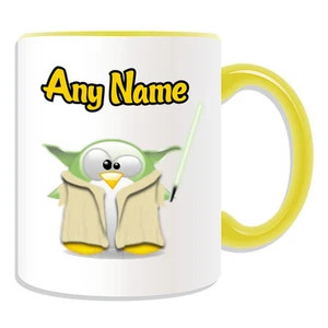 Personalised Gift Yoda Penguin Mug Money Box Cup Hero Star Wars Movie Lightsaber - Picture 1 of 20