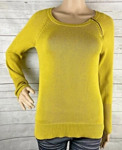 J. Crew Sweater XS Yellow-Green Zipper Shoulder Raglan Sleeve Mid-Weight Knit - Picture 1 of 12