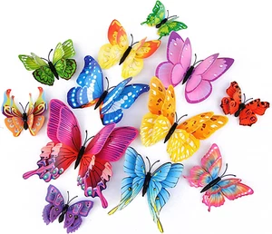 Farfalla Decorazione Parete 24/48 PZ, 3D Farfalle Adesivi per Decorazioni Feste con - Foto 1 di 12