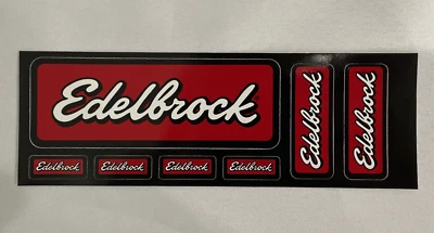 TWO 2-EDELBROCK Manifolds - Original Vintage Racing Decal/Sticker Sheets Hot Rod - Image 1 of 2