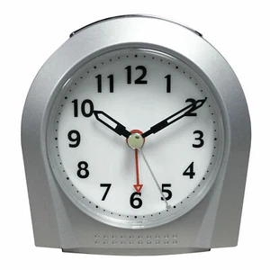 21103 Equity by La Crosse Night Vision Silent Sweep Analog Alarm Clock - Silver - Picture 1 of 5