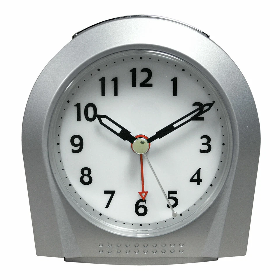 21103 Equity by La Crosse Night Vision Silent Sweep Analog Alarm Clock - Silver - Image 1 of 4