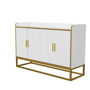 Modern Kitchen Buffet Storage Cabinet Cupboard White with Metal Legs for Kitchen - Picture 1 of 9