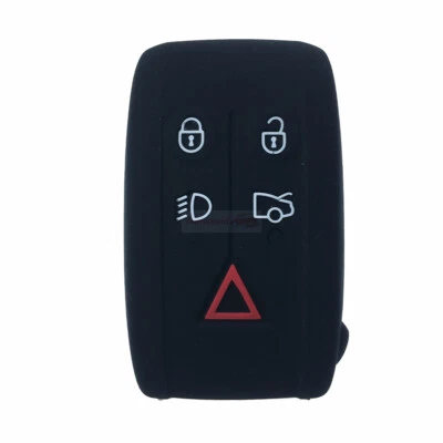 Fit Jaguar XJ8 5 Button Smart Remote Key Fob Silicone Case Cover Black - Image 1 of 4