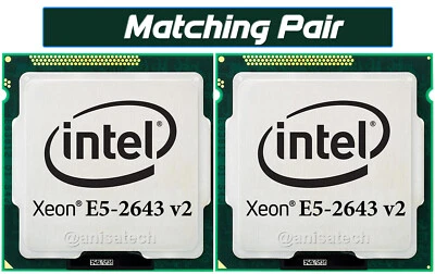 Matching Pair Intel Xeon E5-2643 v2 6-Core 3.50GHz LGA2011 CPU Processor SR19X - Image 1 of 4