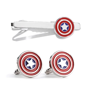 Captain America Manschettenknöpfe & Krawattenclip Geschenkset | Marvel Geschenke, Bräutigame Geschenke - Bild 1 von 8