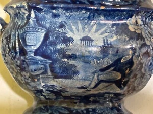 c.1825 American Staffordshire Lafayette at Franklin’s tomb sugar bowl Enoch Wood - Picture 1 of 5