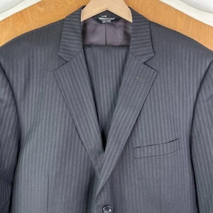 Pronto Uomo Suit Mens 48R Gray Striped 2 Button 100% Wool Moores Couture 42x29 - Picture 1 of 23