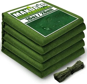 Heavy Duty Waterproof Canvas Tarp 16 Oz Cotton Canvas Tarpaulin Cover Tent Green - Picture 1 of 35
